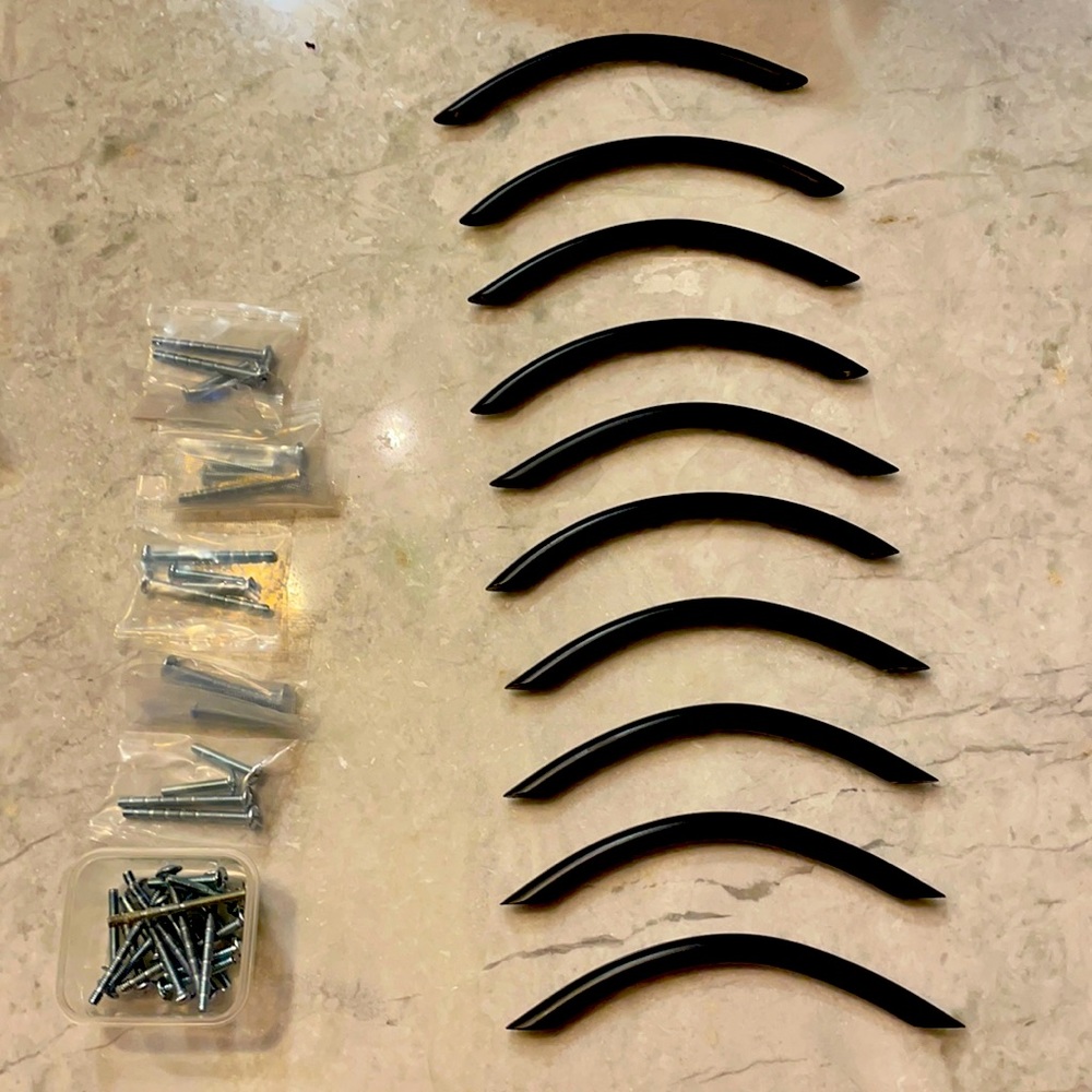 6” black solid metal drawer pulls